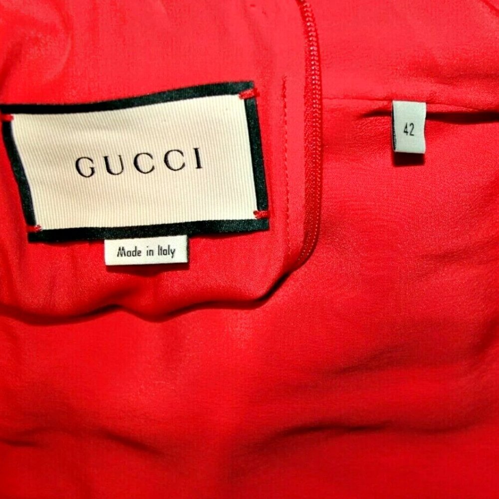 GUCCI Iconic Sleeveless Ruffle Cocktail Mini Dress in Red sz US 4-6 IT 42 $1620 - Picture 12 of 14